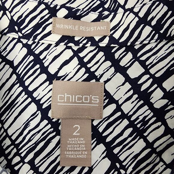 Chico's Womens Top Size 2 Large Wrinkle Resistant Button Long Sleeve 100% Cotton - Picture 9 of 12